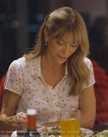 Jennifer's white floral print dress on The Family Stallone