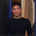 Jericka’s black contrast trim knit dress on CBS Evening News