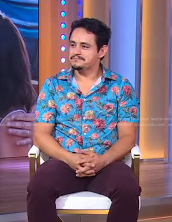 Jesse Garcia's blue floral shirt on Good Morning America