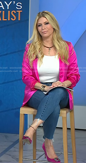 Jill's pink satin blazer and pumps on Today