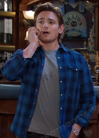 Johnny's blue plaid button down shirt on Days of our Lives