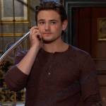 Johnny’s burgundy waffle henley shirt on Days of our Lives