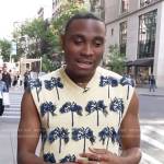 Jordan E. Cooper’s palm tree sweater vest on CBS Mornings