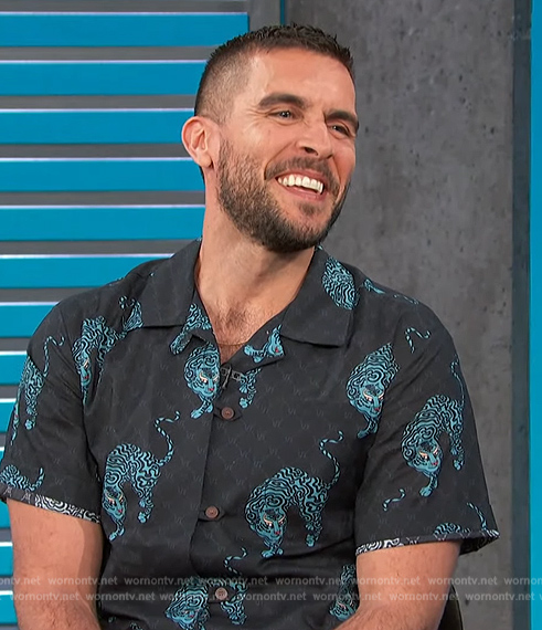 Josh Segarra’s tiger print shirt on Access Hollywood