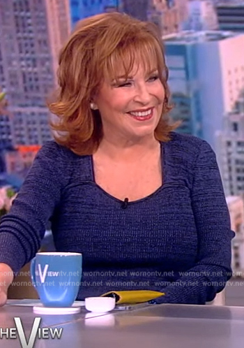 Joy's blue space dye knit sweater on The View