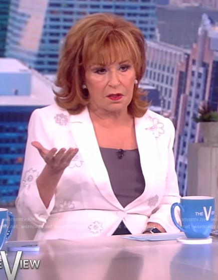 Joy's white floral crystal blazer on The View