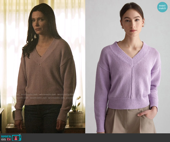Lois’s lilac v-neck sweater on Superman and Lois