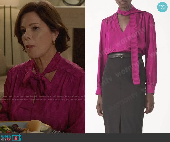 Judith and Charles Normandy Blouse in Magenta worn by Margaret Wright (Marcia Gay Harden) on So Help Me Todd