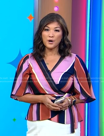 Juju’s striped wrap blouse on Good Morning America