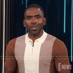 Justin’s brown colorblock zip polo shirt on E! News