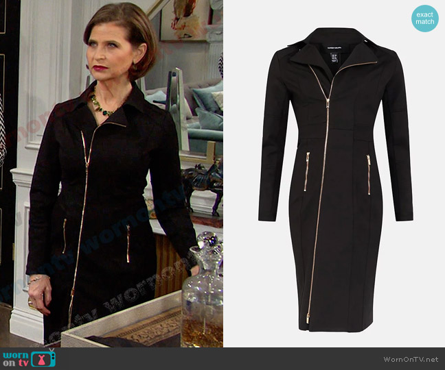 Karen Millen Ponte Zip Through Collared Jersey Midi Dress worn by Megan Hathaway (Miranda Wilson) on Days of our Lives