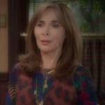 Kate’s leaf print dress and leopard vest on Days of our Lives