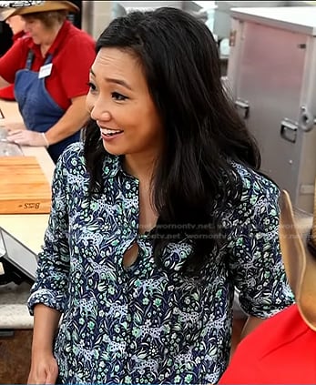 Kathy Park’s blue floral button down shirt on Today