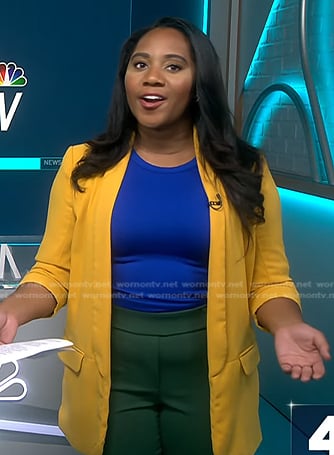 Kay’s yellow open jacket on NBC News Daily