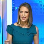 Kayna Whitworth’s teal asymmetric neck dress on Good Morning America