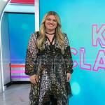 Kelly Clarkson’s black printed handkerchief hem dress on Today