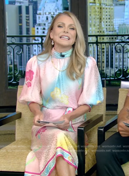 Kelly’s rainbow printed dress on Live with Kelly and Ryan