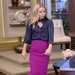 Kelly’s black blouse and pink pencil skirt on Live with Kelly and Mark