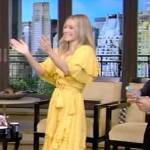 Kelly’s yellow tiered wrap dress on Live with Kelly and Ryan