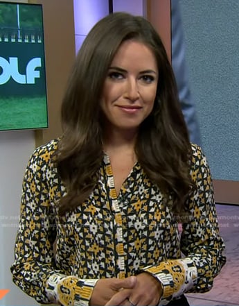 Kaylee's yellow printed button down blouse on Today