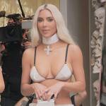 Kim’s silver bra and choker necklace on The Kardashians