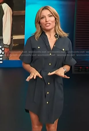 Kit’s navy tie waist shirtdress on Access Hollywood