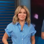 Kit’s blue striped short sleeve top on Access Hollywood