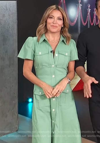 Kit's mint utility jumpsuit on Access Hollywood