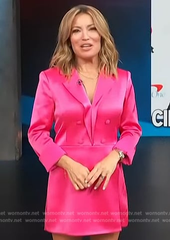 Kit’s pink tuxedo romper on Access Hollywood