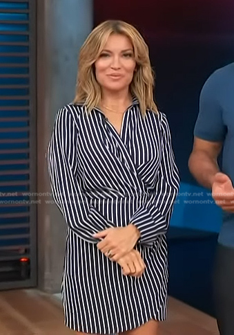 Kit's white and navy striped shirtdress on Access Hollywood