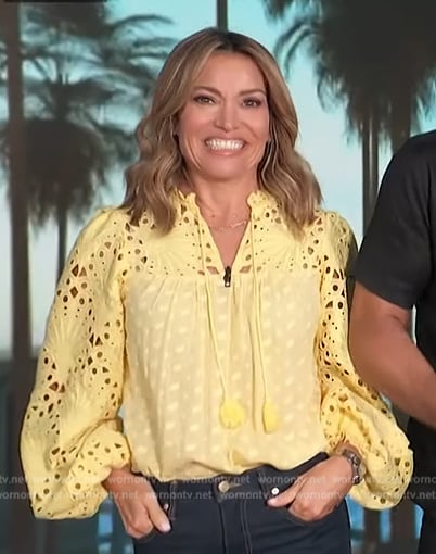 Kit’s yellow lace blouse on Access Hollywood