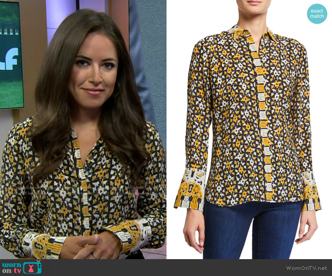 Kobi Halperin Marla Printed Button-Down Silk Blouse worn by Kaylee Hartung on Today