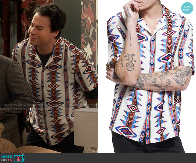 The Kooples Geometric-Print Loose Fit Shirt worn by Spencer Shay (Jerry Trainor) on iCarly