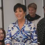 Kris’s blue printed dress on The Kardashians