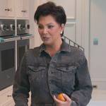 Kris Jenner’s gray denim jumpsuit on The Kardashians