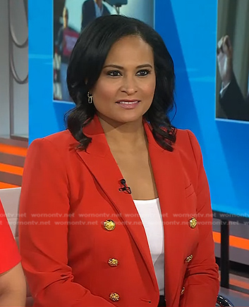 Kristen's red double breasted blazer on Today