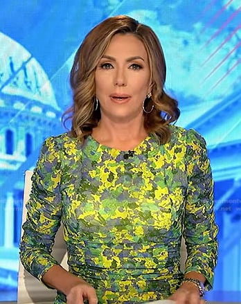 Kyra Phillips’s floral print ruched dress on Good Morning America