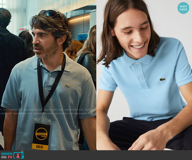 Nathan’s light blue polo shirt on Based on a True Story