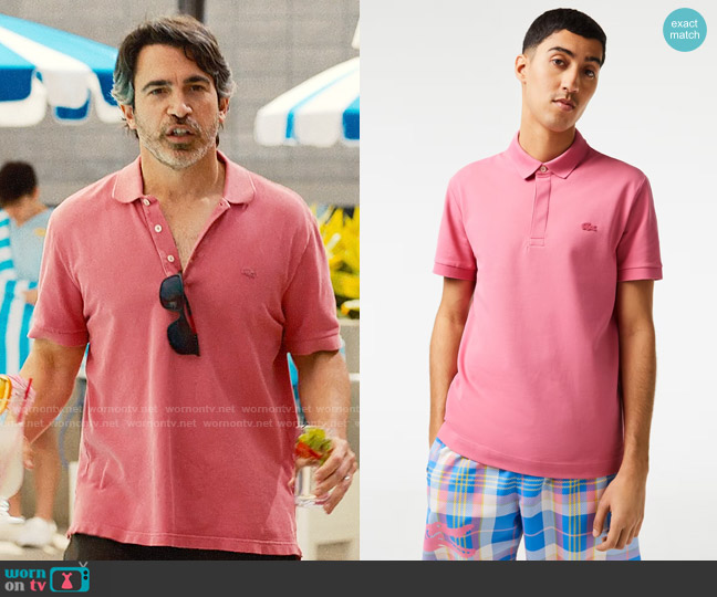 Nathan’s pink polo shirt on Based on a True Story