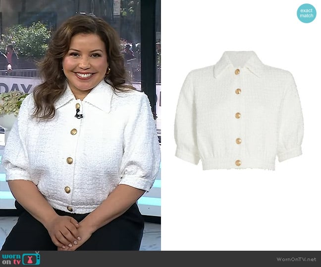 L'Agence Cove Cropped Tweed Jacket worn by Justina Machado on Today