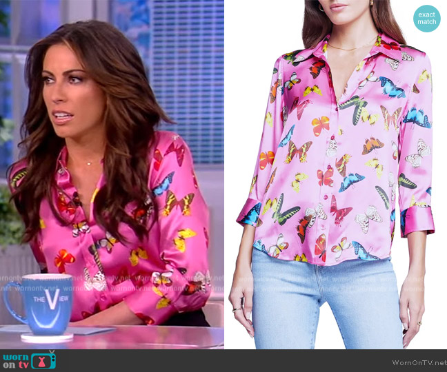 WornOnTV: Alyssa’s pink butterfly print blouse on The View | Alyssa ...