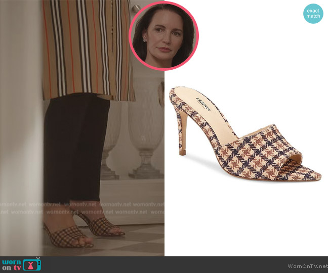 L'Agence Lolita Houndstooth Heel Mules worn by Charlotte York (Kristin Davis) on And Just Like That