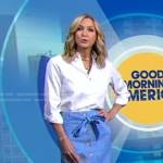 Lara’s blue button front skirt on Good Morning America