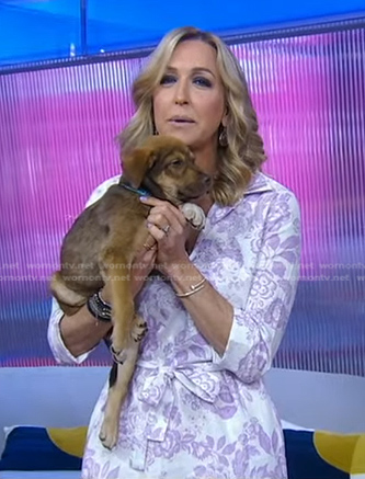 Lara’s white and lilac floral dress on Good Morning America