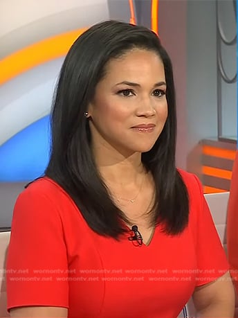 Laura Jarrett’s red v-neck dress on Today