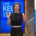 Lauren Cohan’s black sequin top and skirt on Live with Kelly and Mark