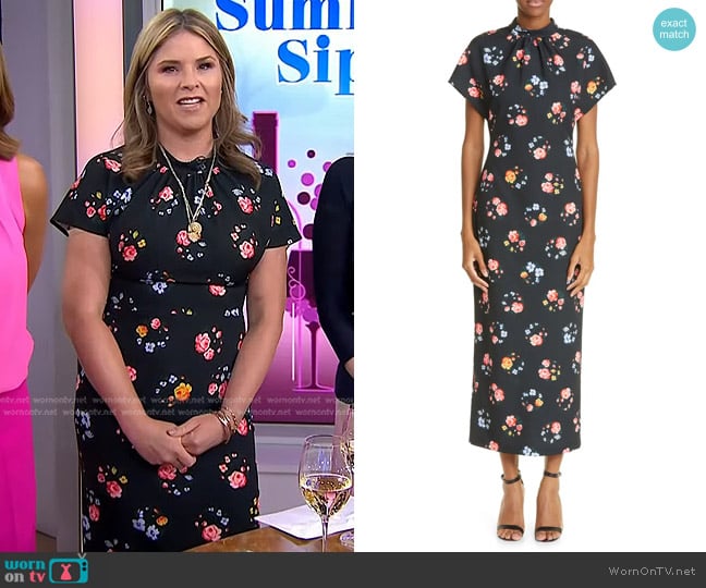 WornOnTV: Jenna’s black floral short sleeve dress on Today | Jenna Bush ...