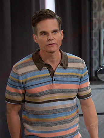 Leo's multicolor striped polo shirt on Days of our Lives