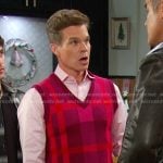 Leo’s pink plaid knit vest and pants on Days of our Lives