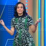 Linsey’s green tiger print pleated dress on Good Morning America